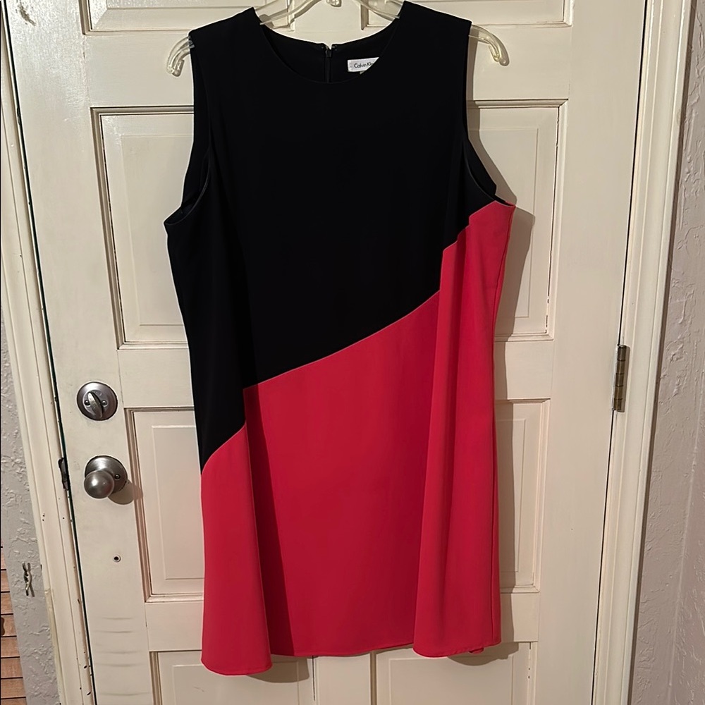 Calvin Klein Black and Pink Asymmetrical Cocktail Dress